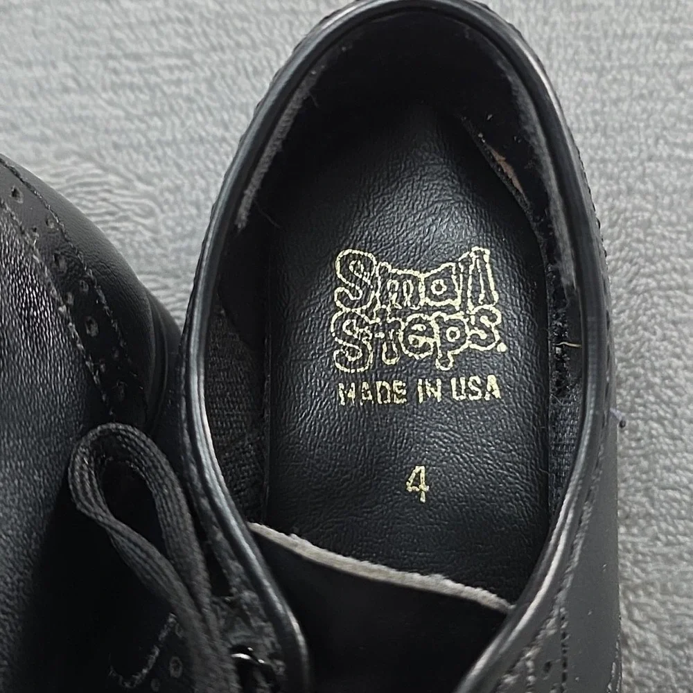 Vintage Small Steps Black Oxford Toddler Size‎ 4 Made In The USA